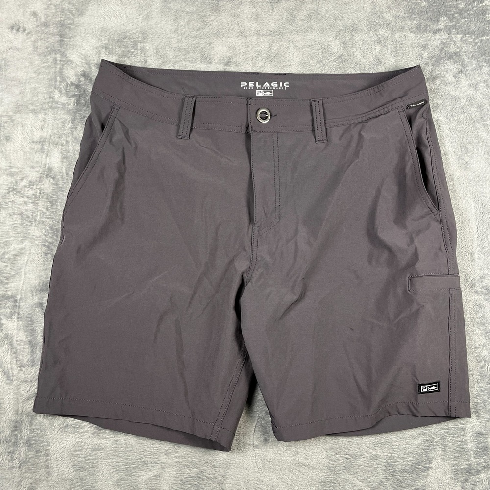 Pelagic Mako Hybrid Shorts Mens 36 Charcoal Gray Water & Stain Repellent Stretch